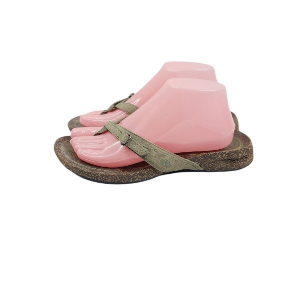 Teva Women's Olive Green Ventura Leather Cork Sole Classic Thong Sandal Size 9